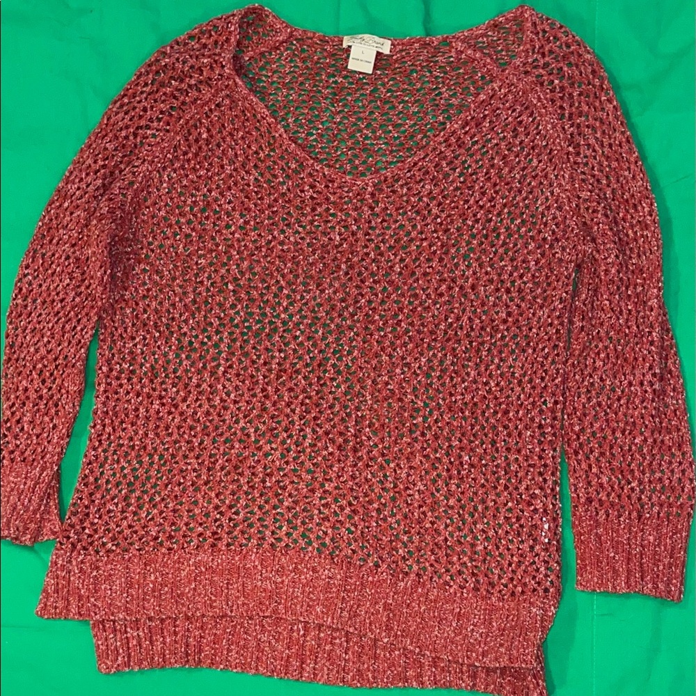 Lucky Brand Open Weave Scoopneck Sweater